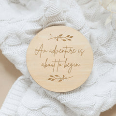 an adventure is about to begin wooden coaster