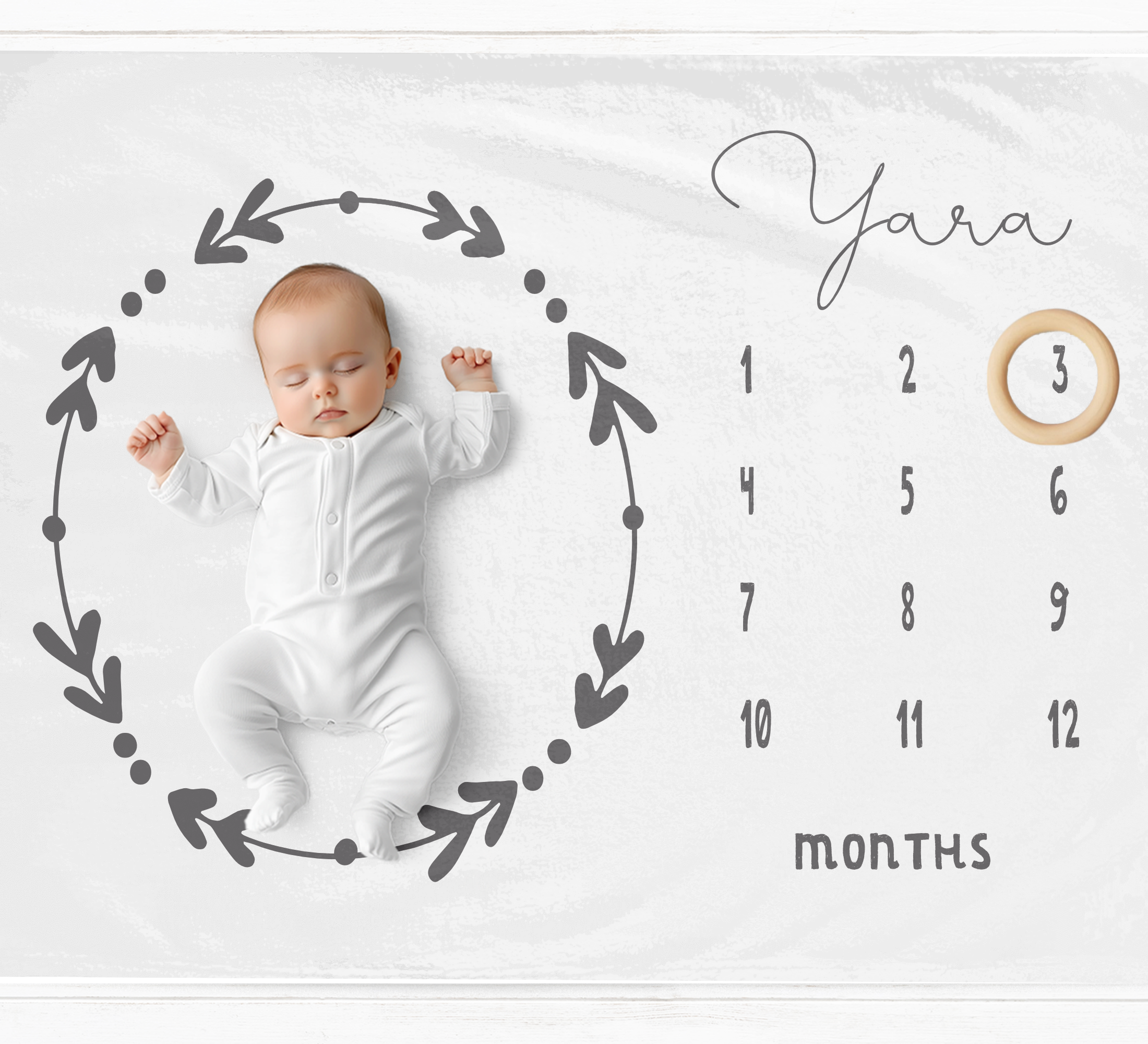 a baby is laying on a calendar with a ring
