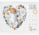 a baby is laying in a heart shaped frame