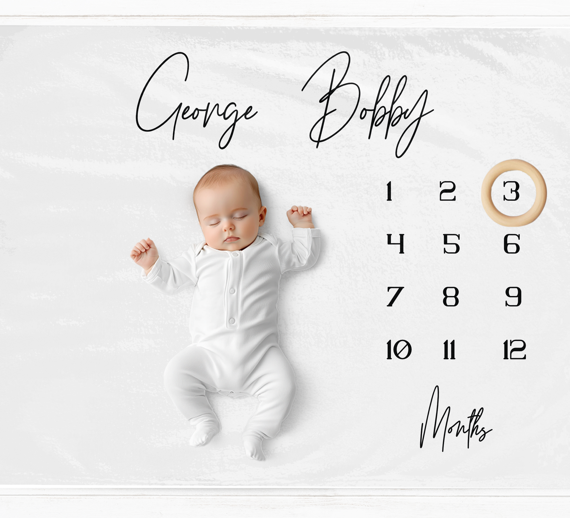 a baby is laying down on a calendar