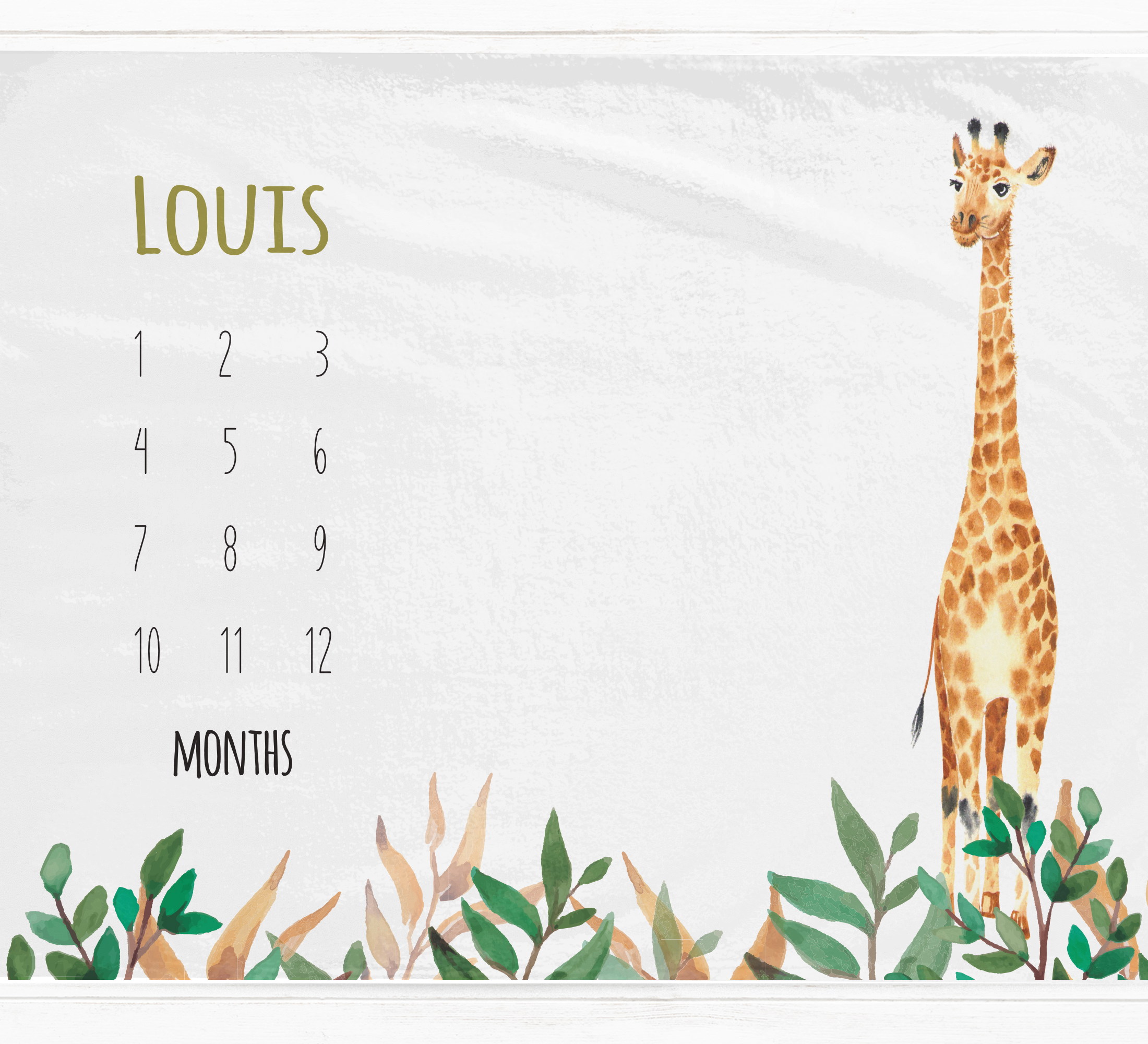 a calendar with a giraffe on it