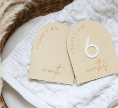 Arch Reversible Baby Milestone Wooden Sign - Baby Pandas