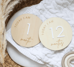 Classic Reversible Baby Milestone Wooden Sign - Baby Pandas