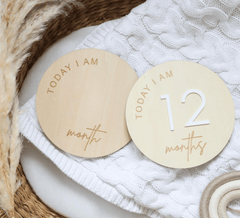 Classic Reversible Baby Milestone Wooden Sign - Baby Pandas