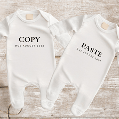 Copy and Paste Twins Announcement Baby Garments - Baby Pandas