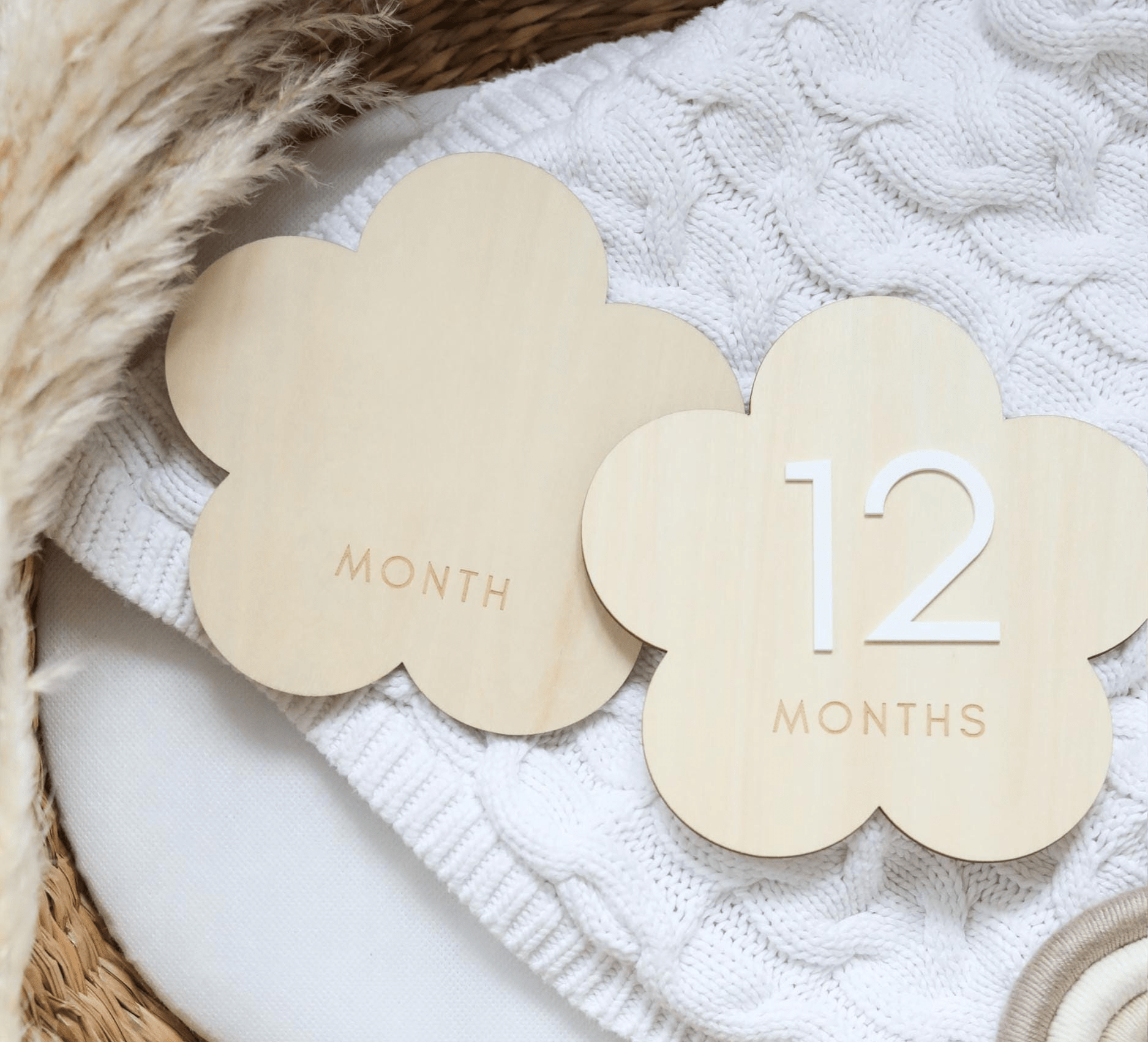 Flower Reversible Wooden Baby Milestone Sign - Baby Pandas