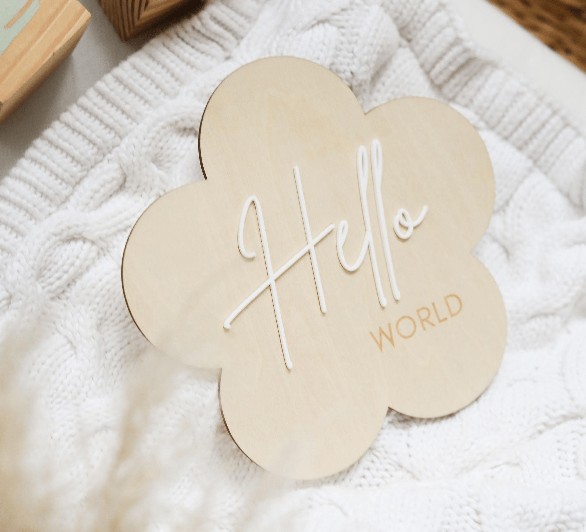 Flower Reversible Wooden Baby Milestone Sign - Baby Pandas