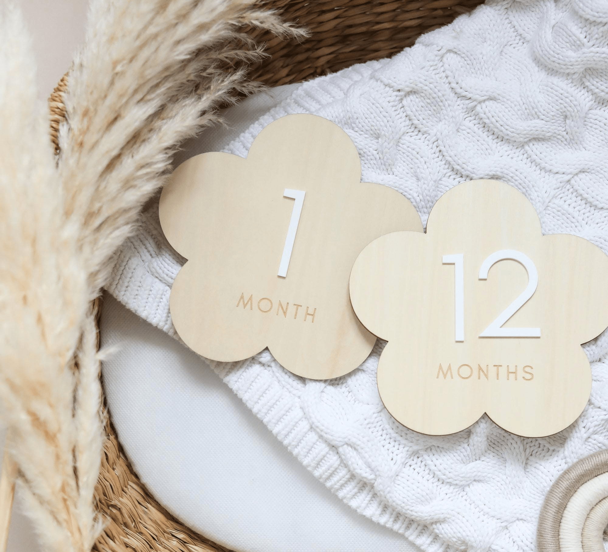 Flower Reversible Wooden Baby Milestone Sign - Baby Pandas