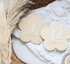 Flower Reversible Wooden Baby Milestone Sign - Baby Pandas