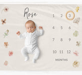 Flowers Milestone Blanket for Girl