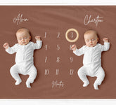 Twins Brown Milestone Blanket