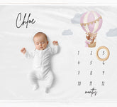 Pink Hot Air Balloon Milestone Blanket