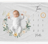 Cream Flower Wreath Milestone Blanket