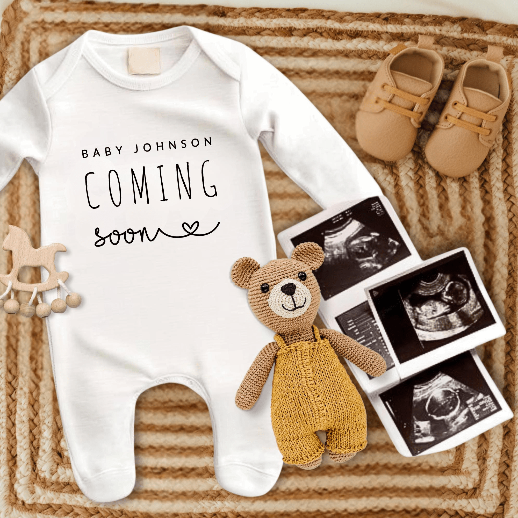 Minimalist Baby Announcement Bodysuit - Baby Pandas