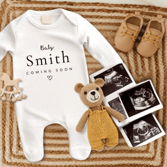 Minimalist Personalised Baby Announcement Bodysuit - Baby Pandas