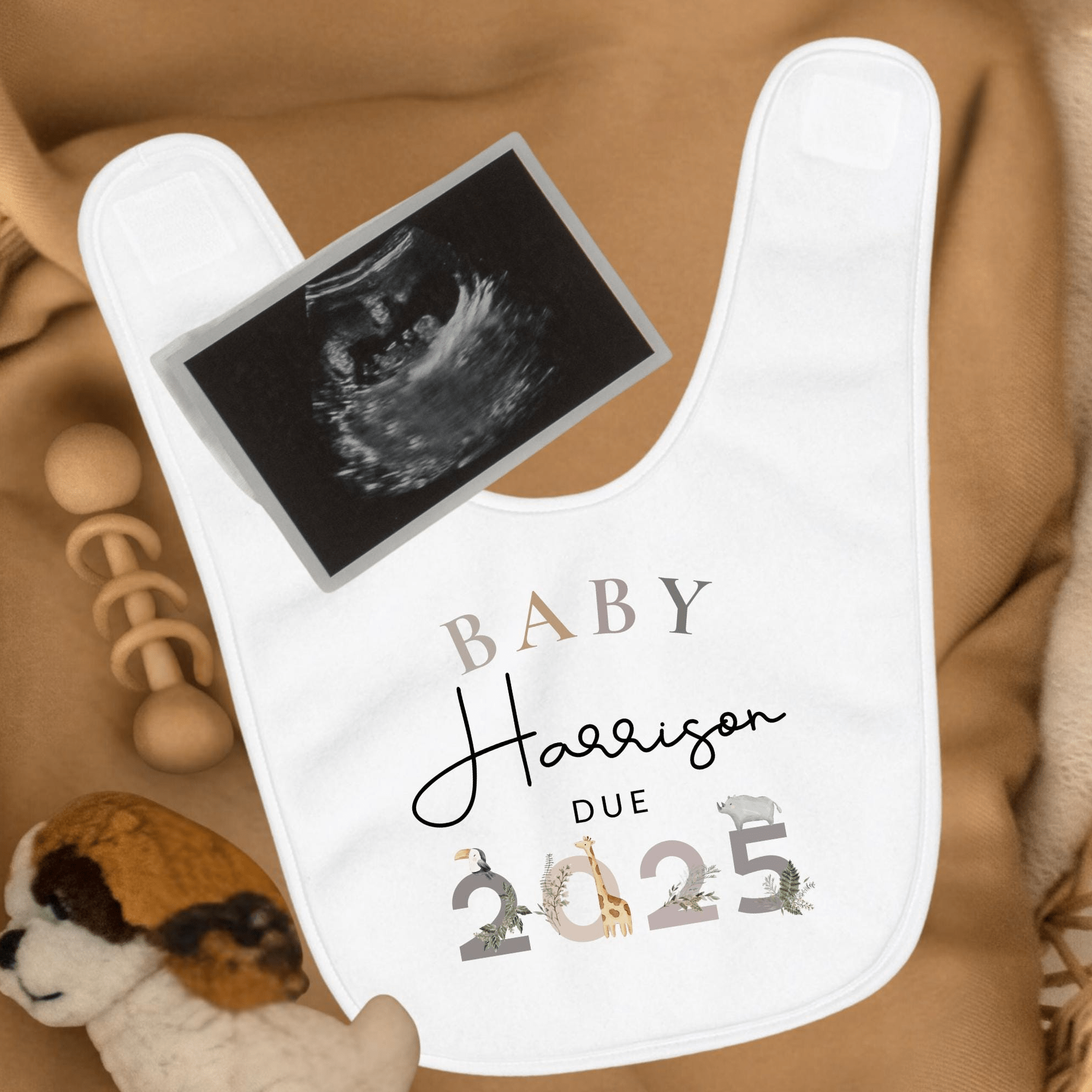 Personalised Safari Themed Baby Bodysuit for Pregnancy Announcement - Baby Pandas