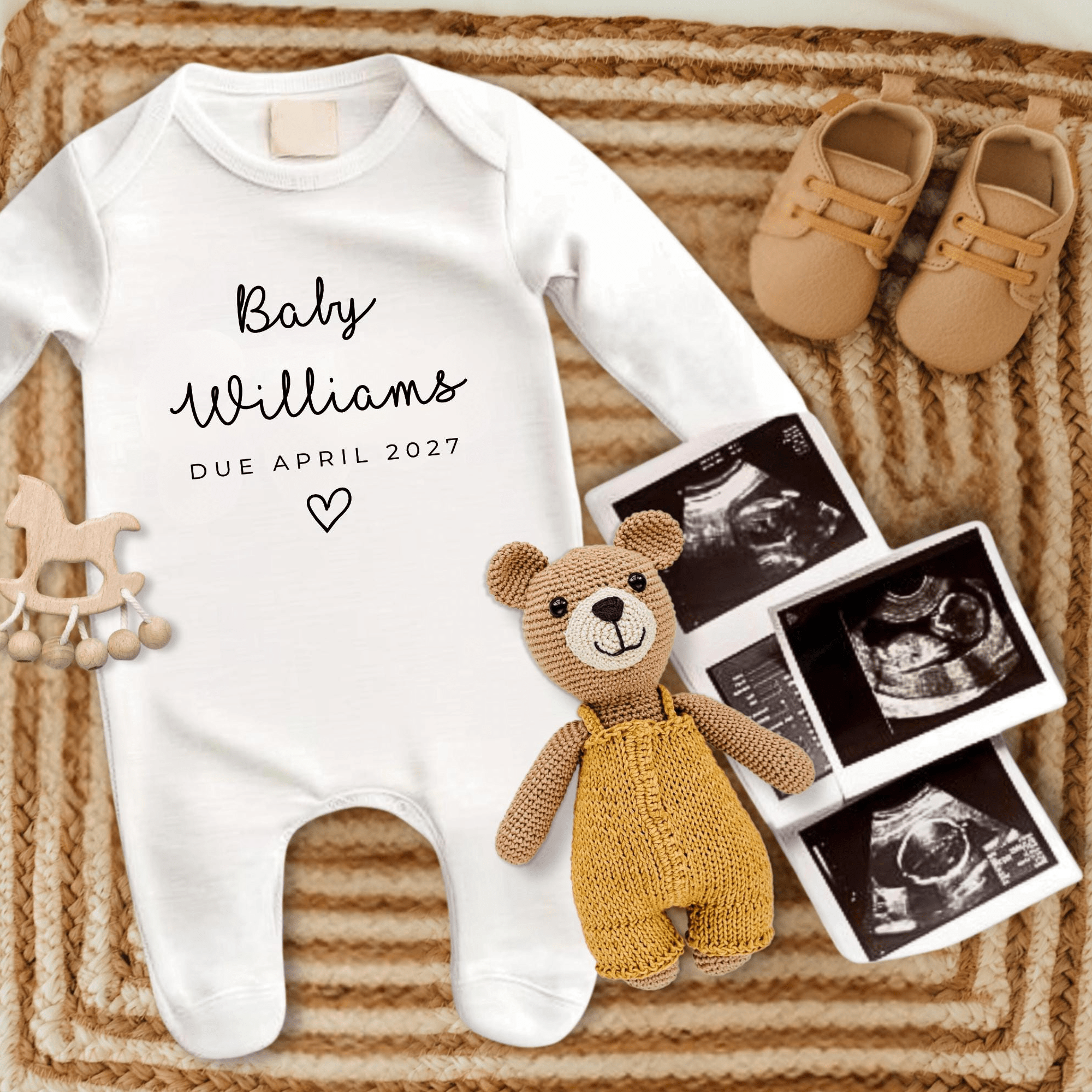 Pregnancy Reveal Bodysuit with Due Date - Baby Pandas