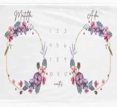 Purple Floral Wreath Milestone Blanket - Baby Pandas