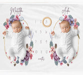 Purple Floral Wreath Milestone Blanket - Baby Pandas