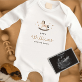 Rocking Horse Personalised Baby Grow for Pregnancy Announcement - Baby Pandas