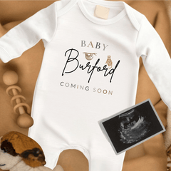 Safari Personalised Pregnancy Announcement Baby Grow - Baby Pandas