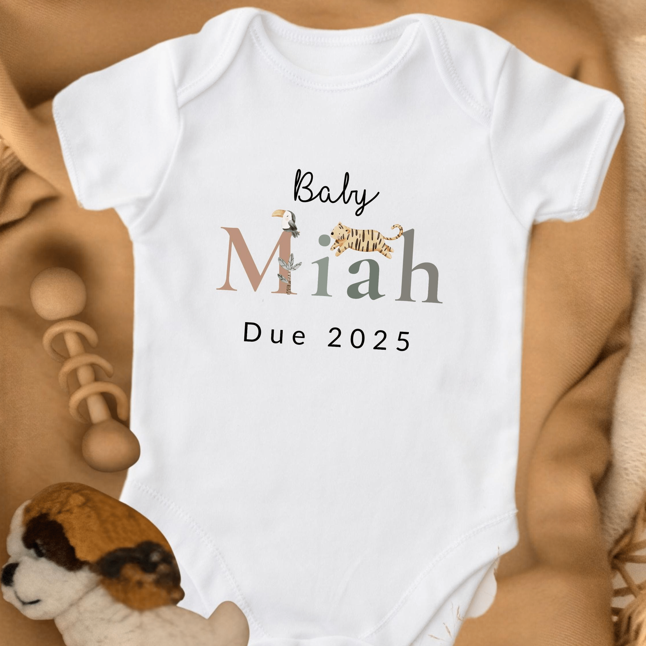 Safari Themed Customised Baby Grow for Pregnancy Announcement - Baby Pandas