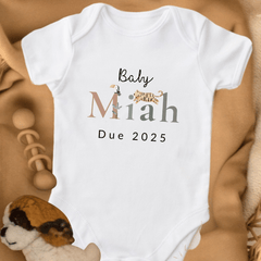 Safari Themed Customised Baby Grow for Pregnancy Announcement - Baby Pandas