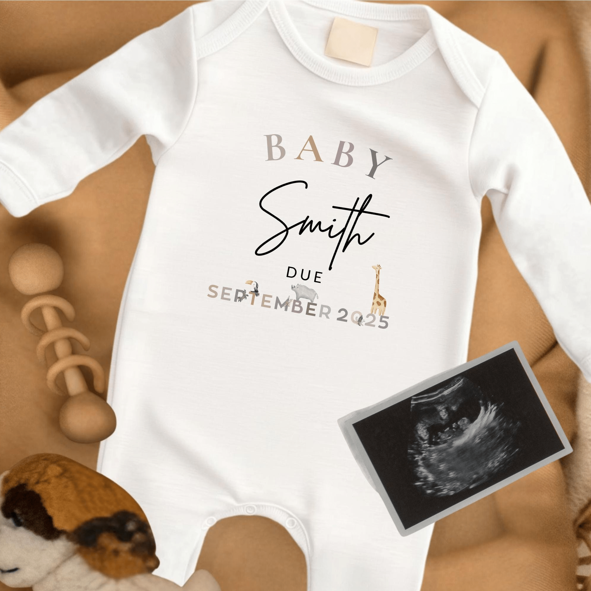 Safari - Themed Personalised Baby Announcement Clothes - Baby Pandas