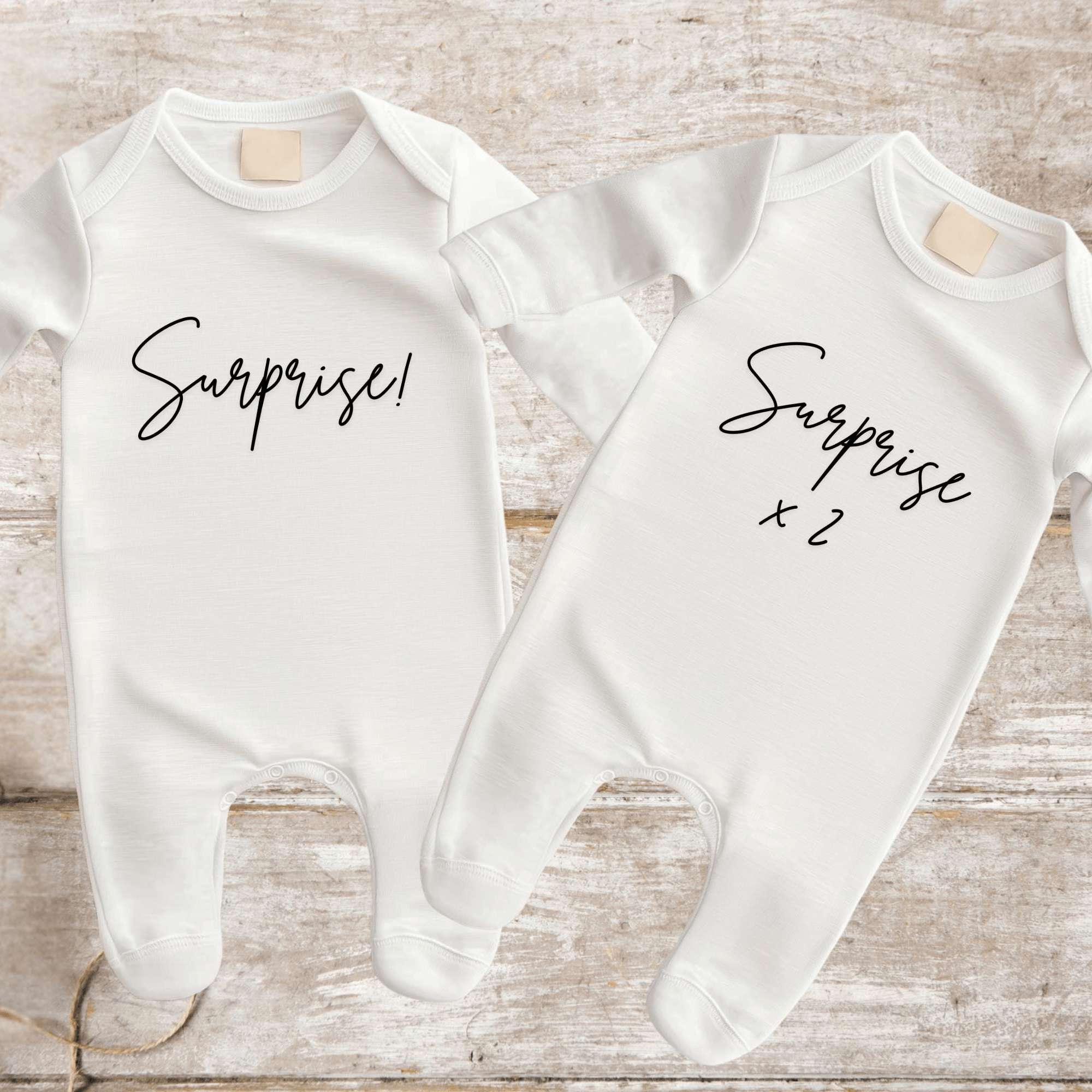 Twice the Surprise Twins Announcement Baby Grows - Baby Pandas