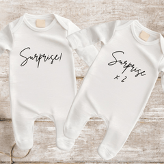 Twice the Surprise Twins Announcement Baby Grows - Baby Pandas