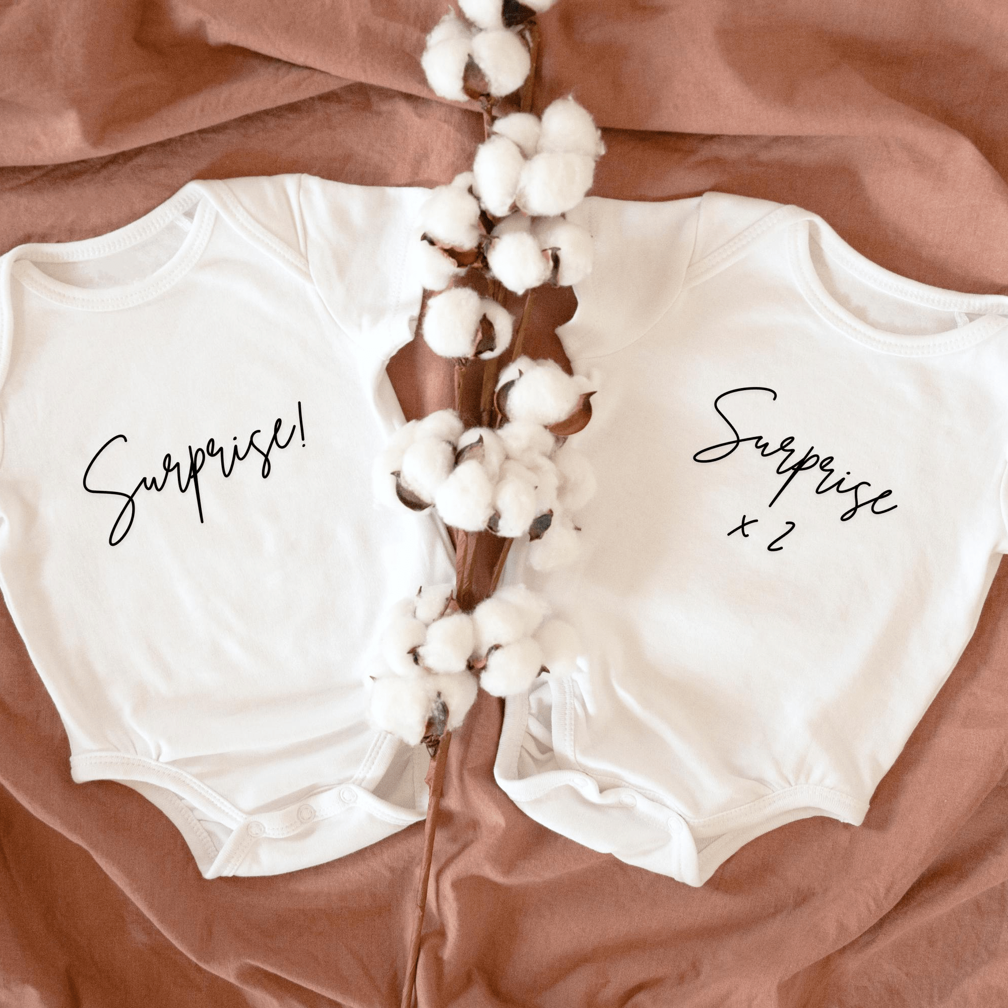 Twice the Surprise Twins Announcement Baby Grows - Baby Pandas
