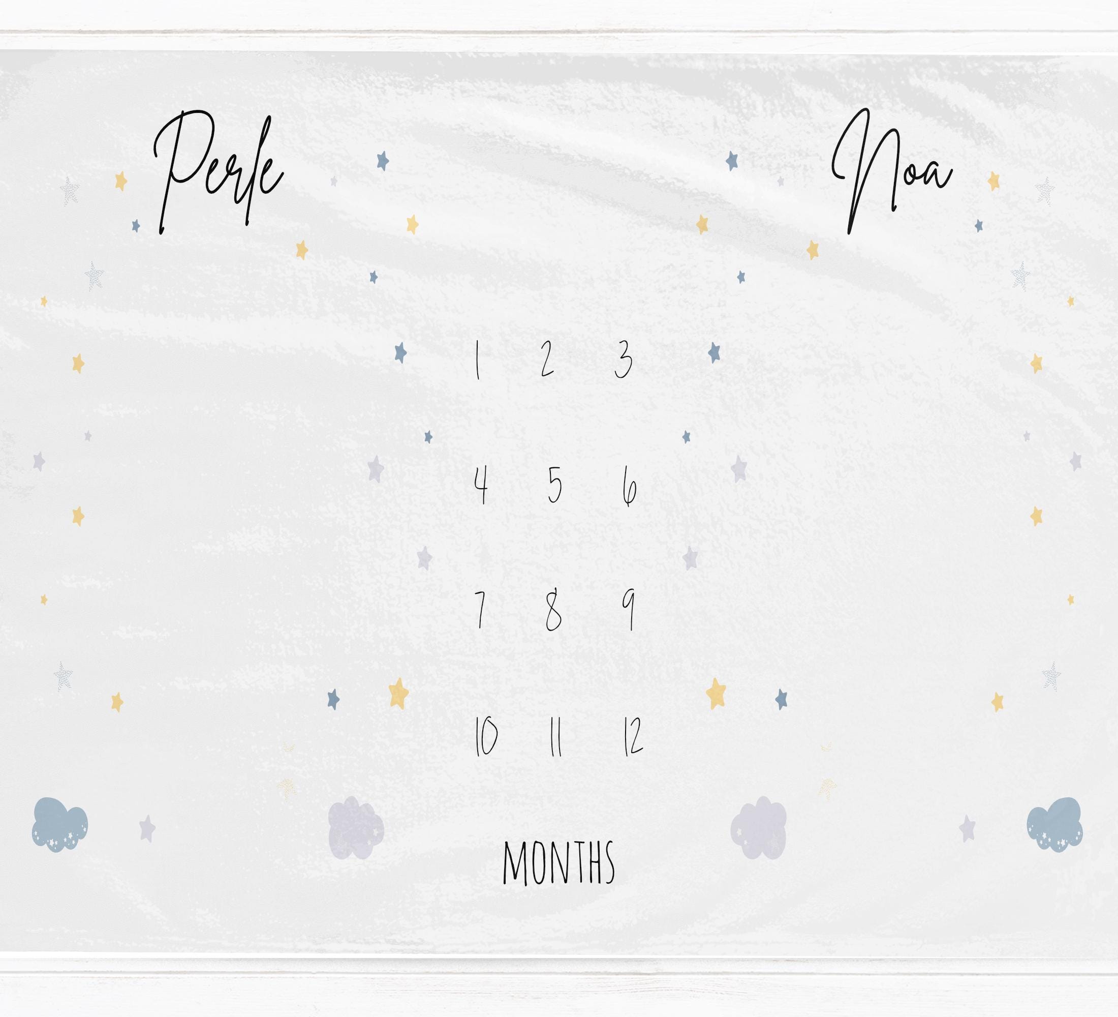 Twins Gender Neutral Baby Milestone Blanket, - Baby Pandas