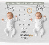 Twins Milestone Blanket for days, weeks, months and years - Baby Pandas