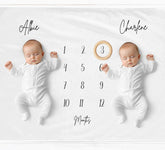 Twins Minimalist Milestone Blanket - Baby Pandas