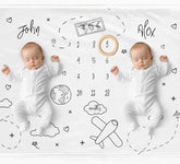 Twins Travel Themed Milestone Blanket - Baby Pandas