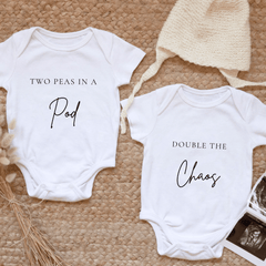 Two Peas In a Pod, Double The Chaos Pregnancy Announcement Clothes - Baby Pandas