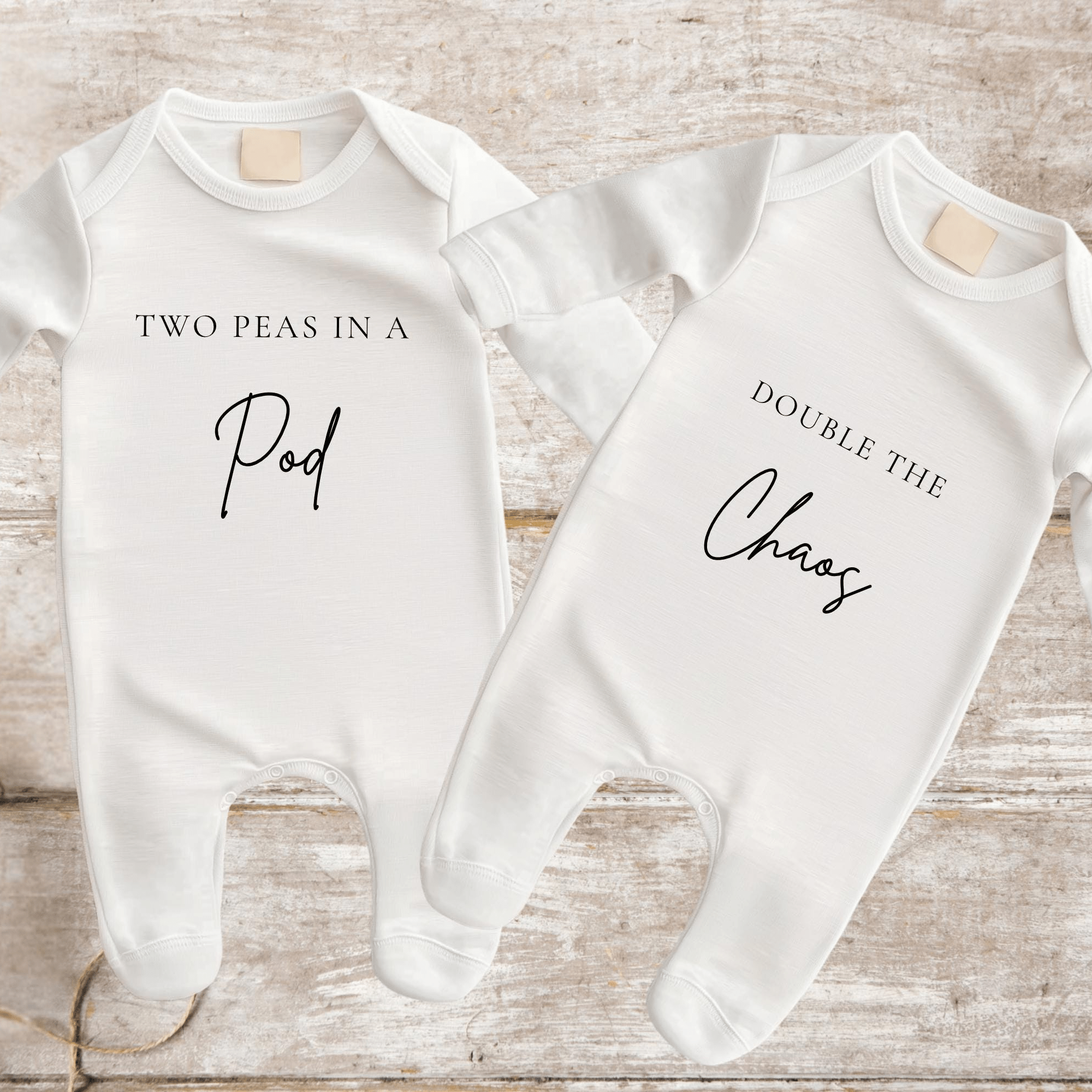 Two Peas In a Pod, Double The Chaos Pregnancy Announcement Clothes - Baby Pandas