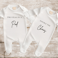 Two Peas In a Pod, Double The Chaos Pregnancy Announcement Clothes - Baby Pandas