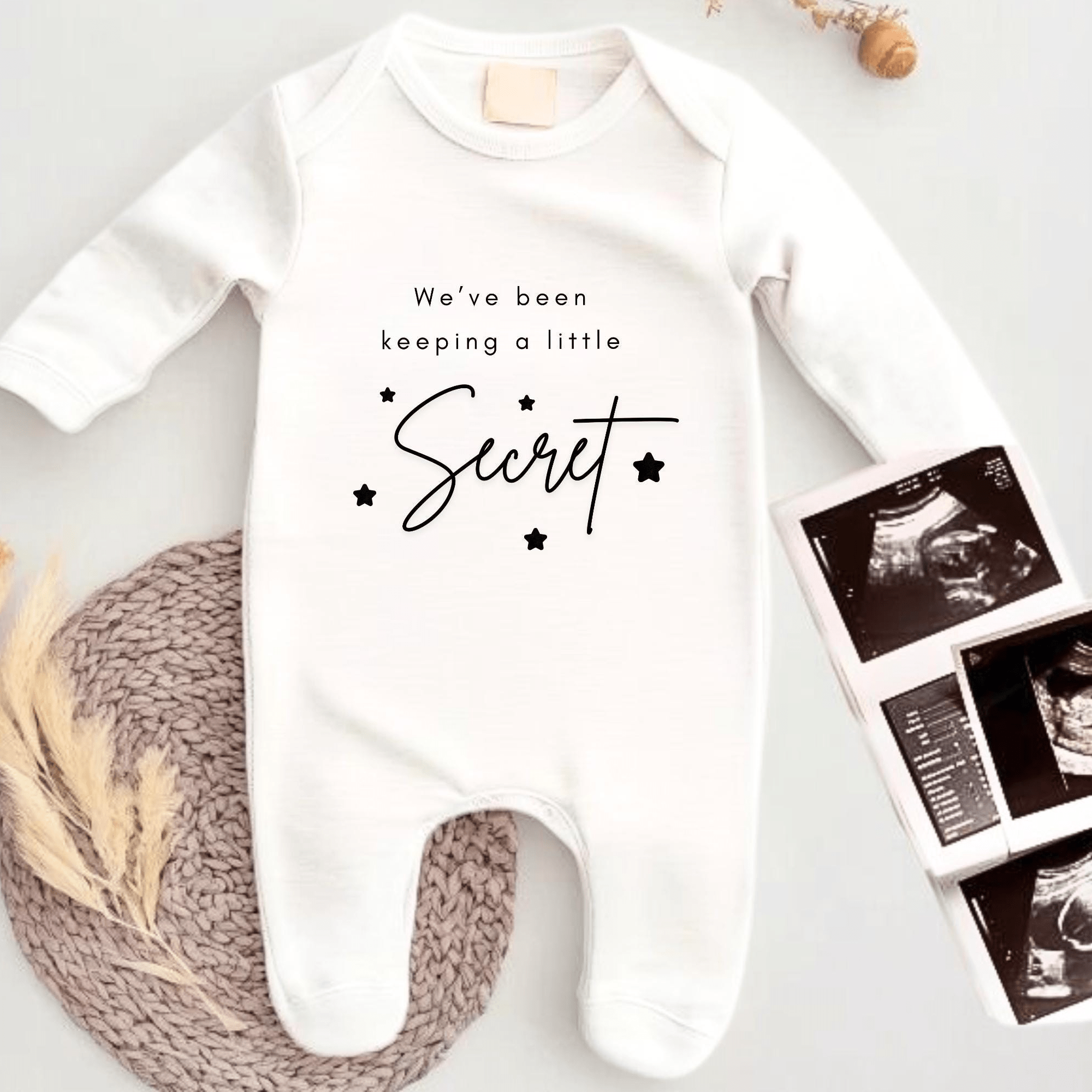 We've Been Keeping A Secret Pregnancy Reveal Baby Grow - Baby Pandas
