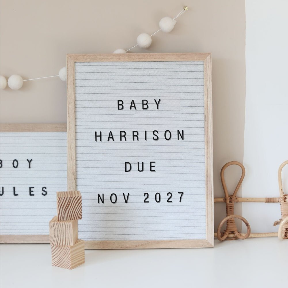 White Pregnancy Announcement Letter Boards - Baby Pandas