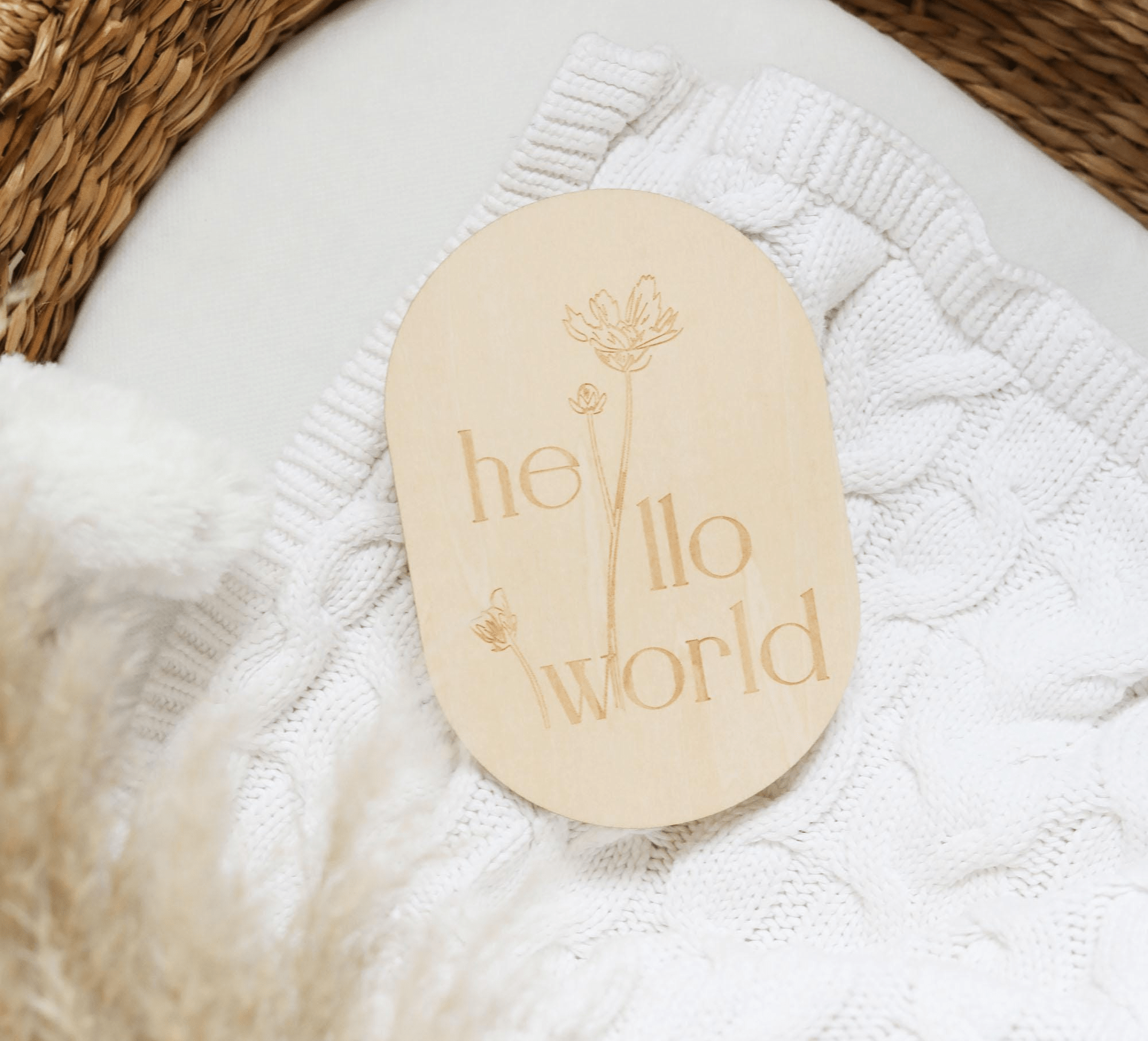 Wildflower Oval Reversible Wooden Baby Milestone Sign - Baby Pandas