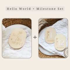 Wildflower Oval Reversible Wooden Baby Milestone Sign - Baby Pandas