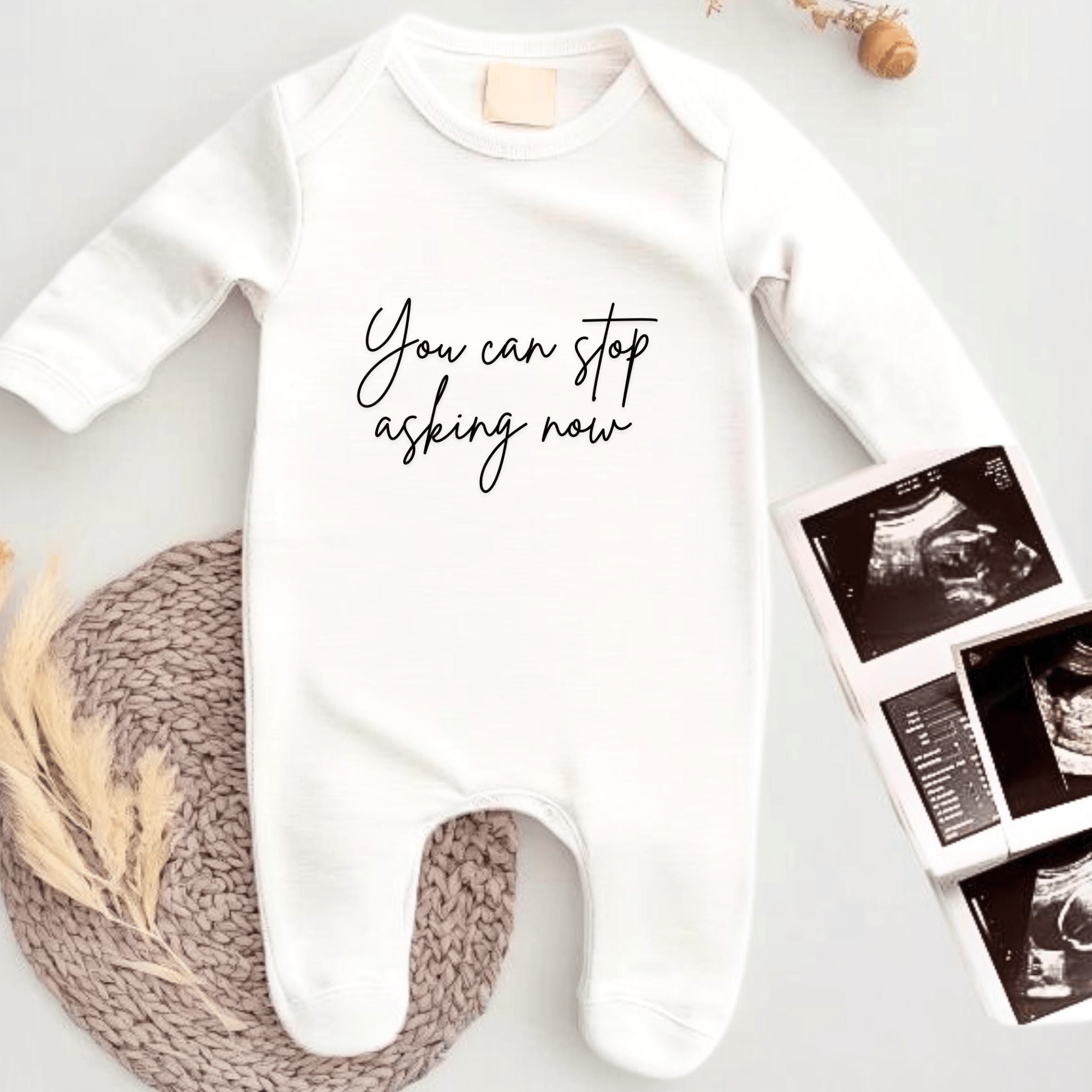 You can Stop Asking Now Pregnancy Announcement Baby Grow - Baby Pandas