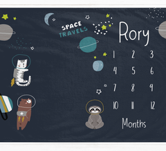 a wall calendar with space travel images on it