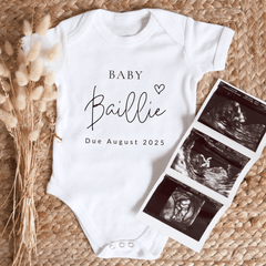 Baby Announcement Custom Due Date Baby Name Romper - Baby Pandas