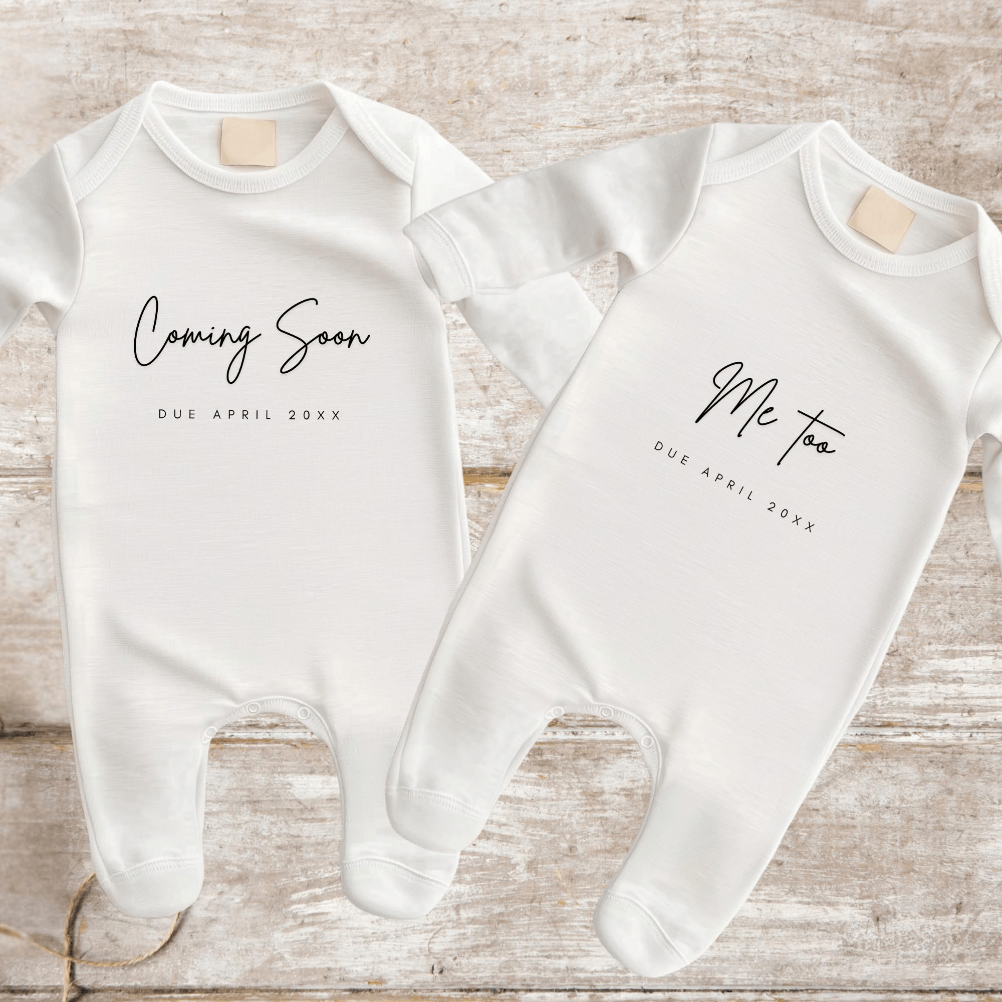 Coming Soon, Me Too Twins Announcement Baby Grows - Baby Pandas
