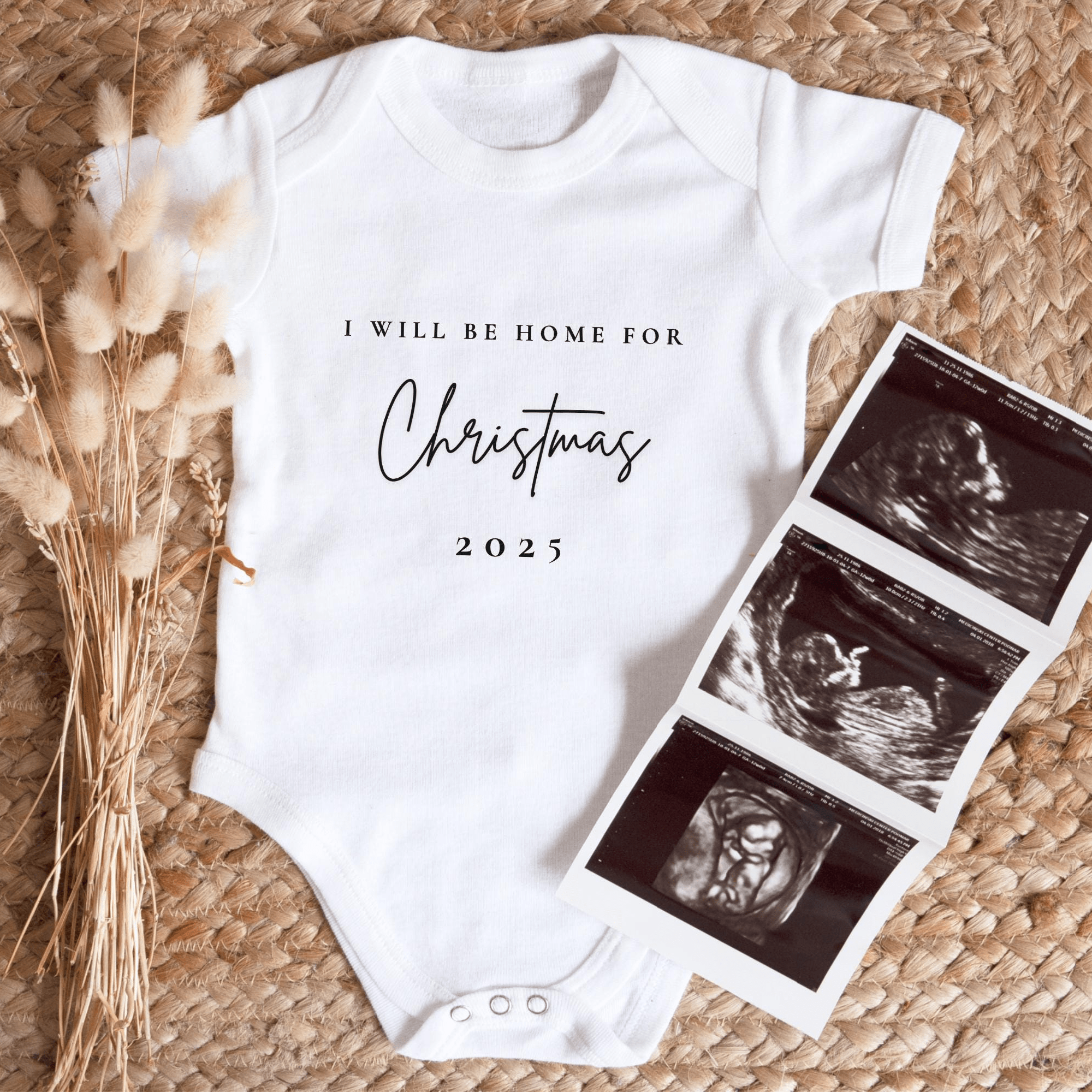 First Christmas Pregnancy Announcement Baby Clothes - Baby Pandas
