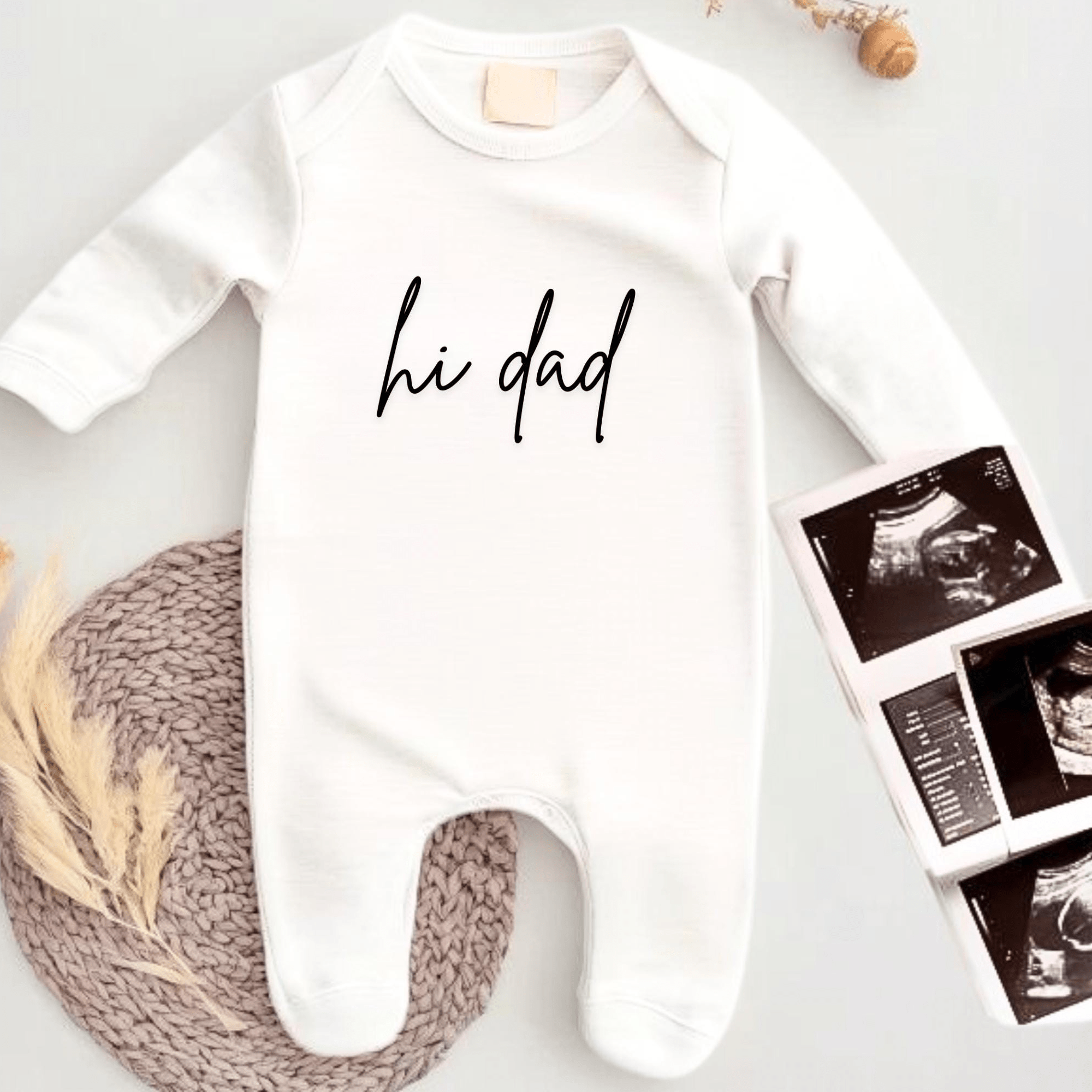 Hi Dad Pregnancy Announcement Baby Clothes - Baby Pandas