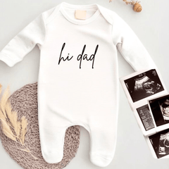Hi Dad Pregnancy Announcement Baby Clothes - Baby Pandas
