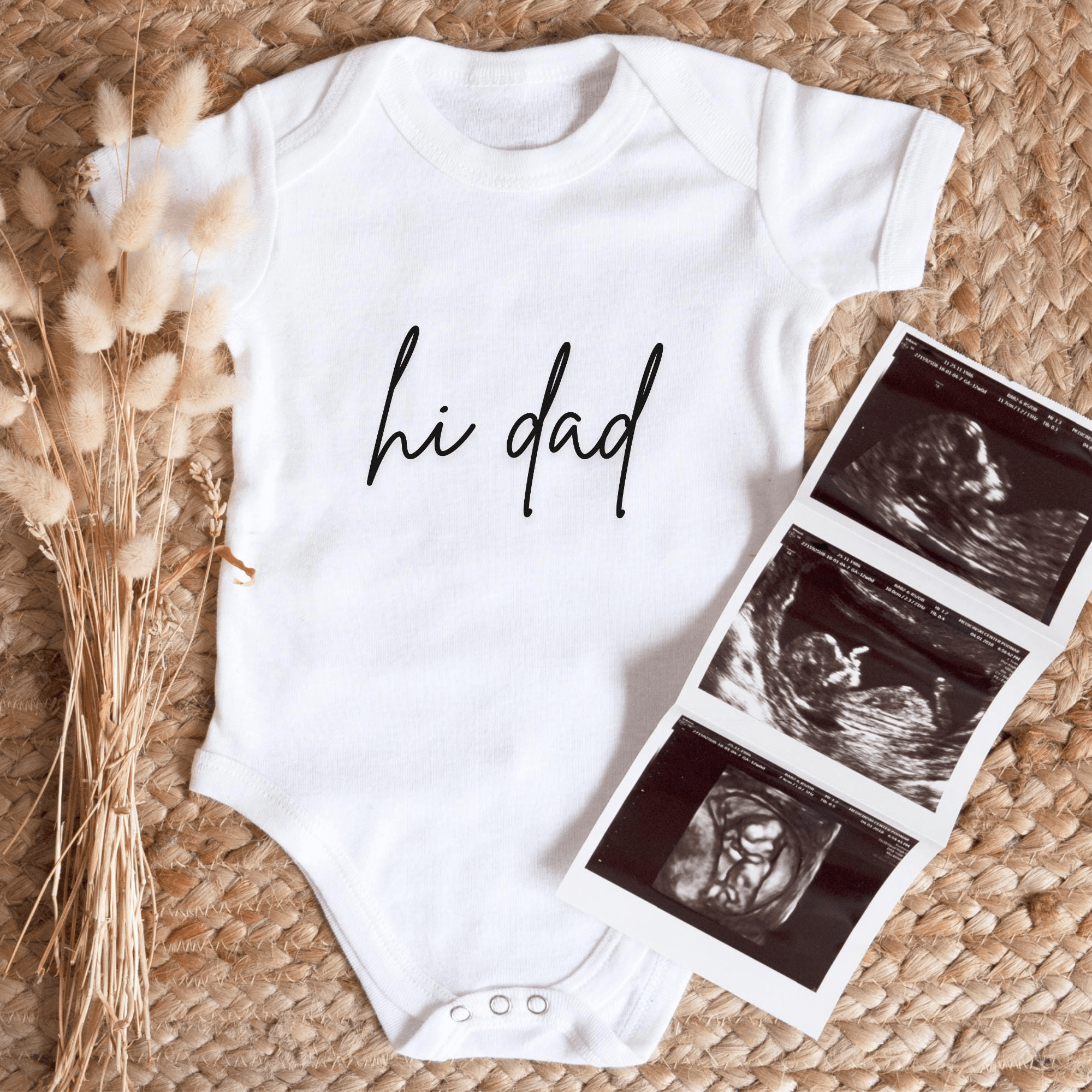 Hi Dad Pregnancy Announcement Baby Clothes - Baby Pandas